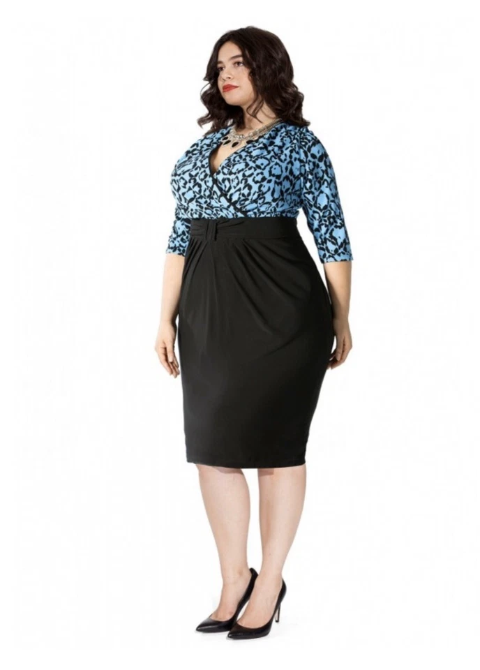 Vestido de Carrera IGIGI Gabriella Azul Negro Ajustado Formal/Versátil Talla Grande 14/16 Foto 3 de 4