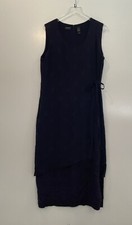 Vtg Liz Claiborne Purple Linen Blend Embroidered Faux Wrap Dress Womens 16