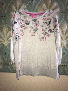 Download Womens JOULES gray floral crewneck slit side logo ...
