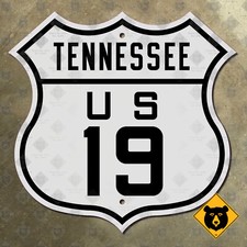 Tennessee US Route 19 highway marker 1926 road sign Bluff City Bristol 16x16