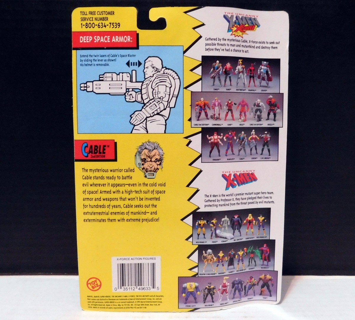 X-MEN Figure ERROR Grizzly in Cable pkg Marvel Comics TOY