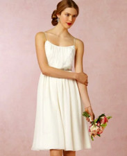 Hitherto BHLDN Anthropologie Dress 6 Giselle Chiffon Cream Winter White Formal