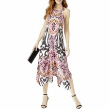 "INC" MULTICOLOR PAISLEY STUDED SWING HANDKERCHIEF CASUAL MAXI DRESS SIZE: M NWT