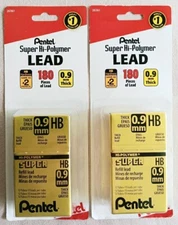 Pentel Super Hi-Polymer HB Mechanical Pencil Lead Refills 0.9 mm Thick LOT OF 2