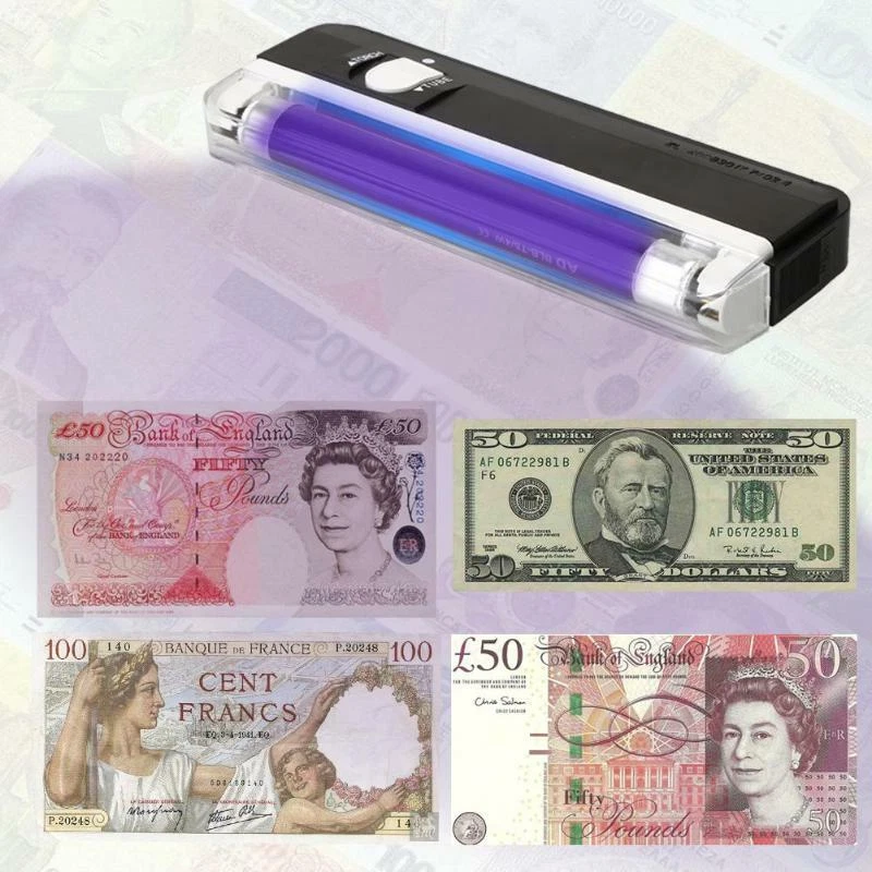 Portable Handheld UV Light Torch Blacklight Counterfeit Bill Money Detector 2in1 - Image 4 of 4
