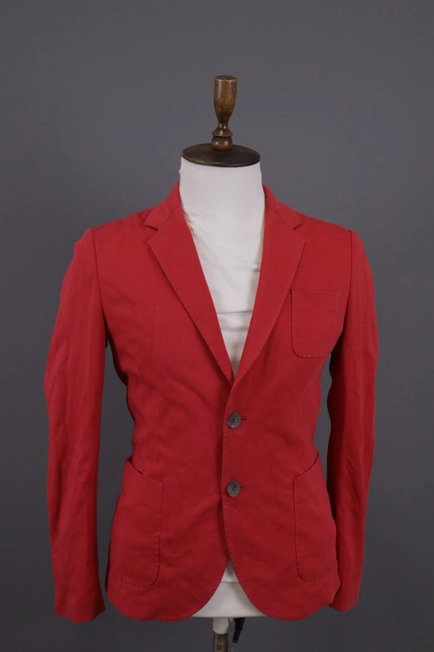 Ice Iceberg Red Two Button Pockets Sport Coat Jacket Size 46