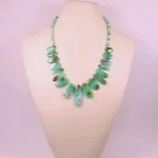 Australian Chrysoprase Bib Style Sterling Beaded Necklace