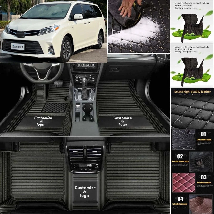 For Toyota Sienna Car Floor Mats Custom Luxury Front & Rear Auto Carpets Liners Foto 3 de 4