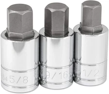 Titan Tools 16162 1/2-Inch Drive 3-Piece SAE Large Hex Bit Socket Set
