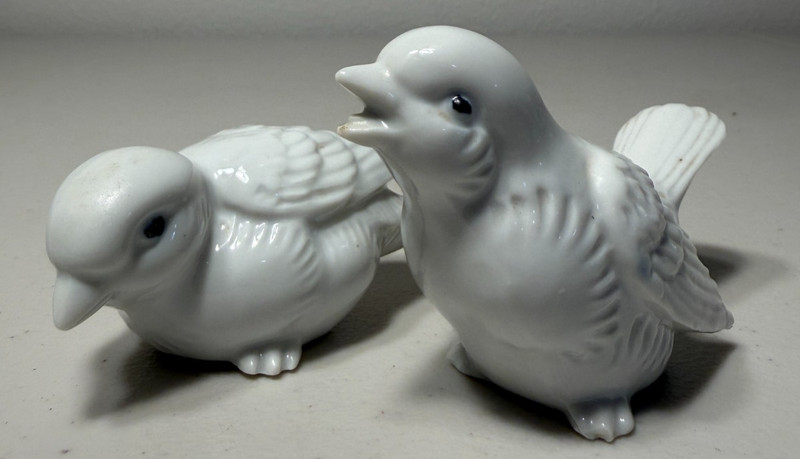 Vintage Porcelain Bird Figurines Doves Sparrows Japan