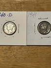 1941-P and 1940-D Beautiful Roosevelt Dimes 90% Silver