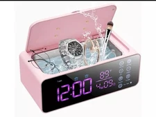 New Wishluck Ultrasonic Pink Jewelry Cleaner & LED Display Alarm Clock MH001