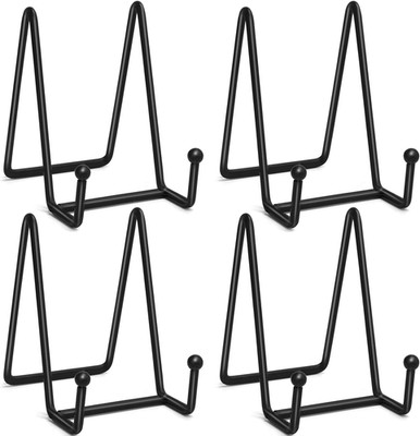 4 Pcs 4-1/4 Inch Plate Stands for Display, Metal Iron Picture Frame Holders Stan