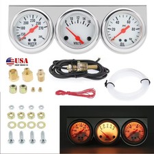 2 52mm Car Oil Pressure Voltage Triple Gauge Kit Set Chrome Panel Mechanical 2 52mm Car Oil Pressure Voltage Triple Gauge Kit Set Chrome Panel Mechanical