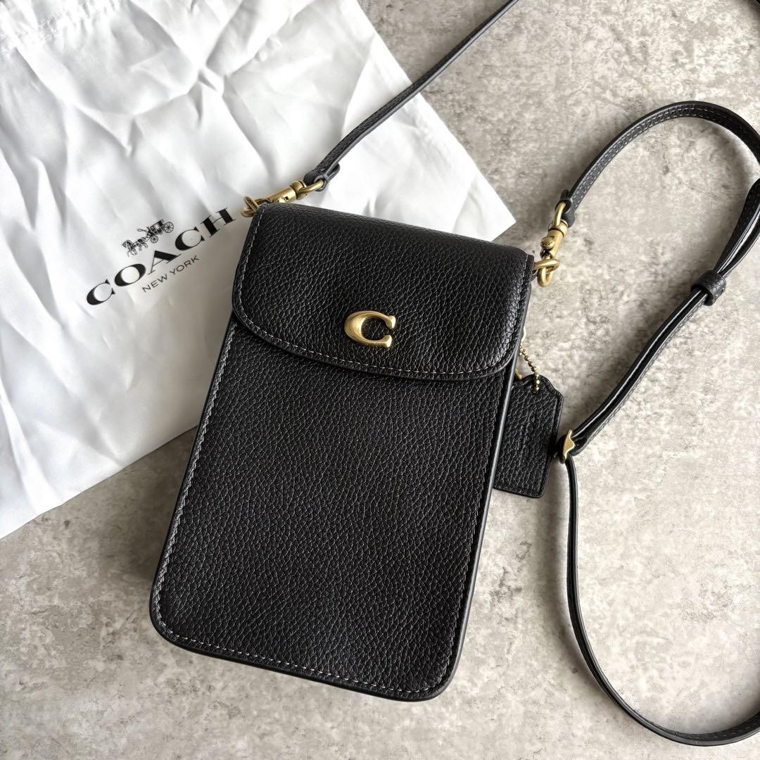 Coach C Logo Leather Crossbody Phone Bag with Wallet Compartment  