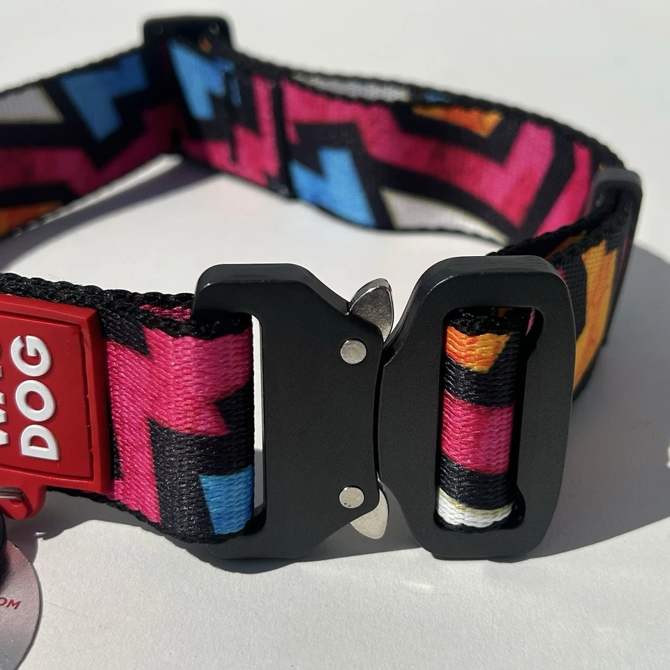 WAU DOG Collar Adjustable Nylon L-XXL, Metal Buckle, QR ID Tag Colorful & Bright - Image 4 of 4