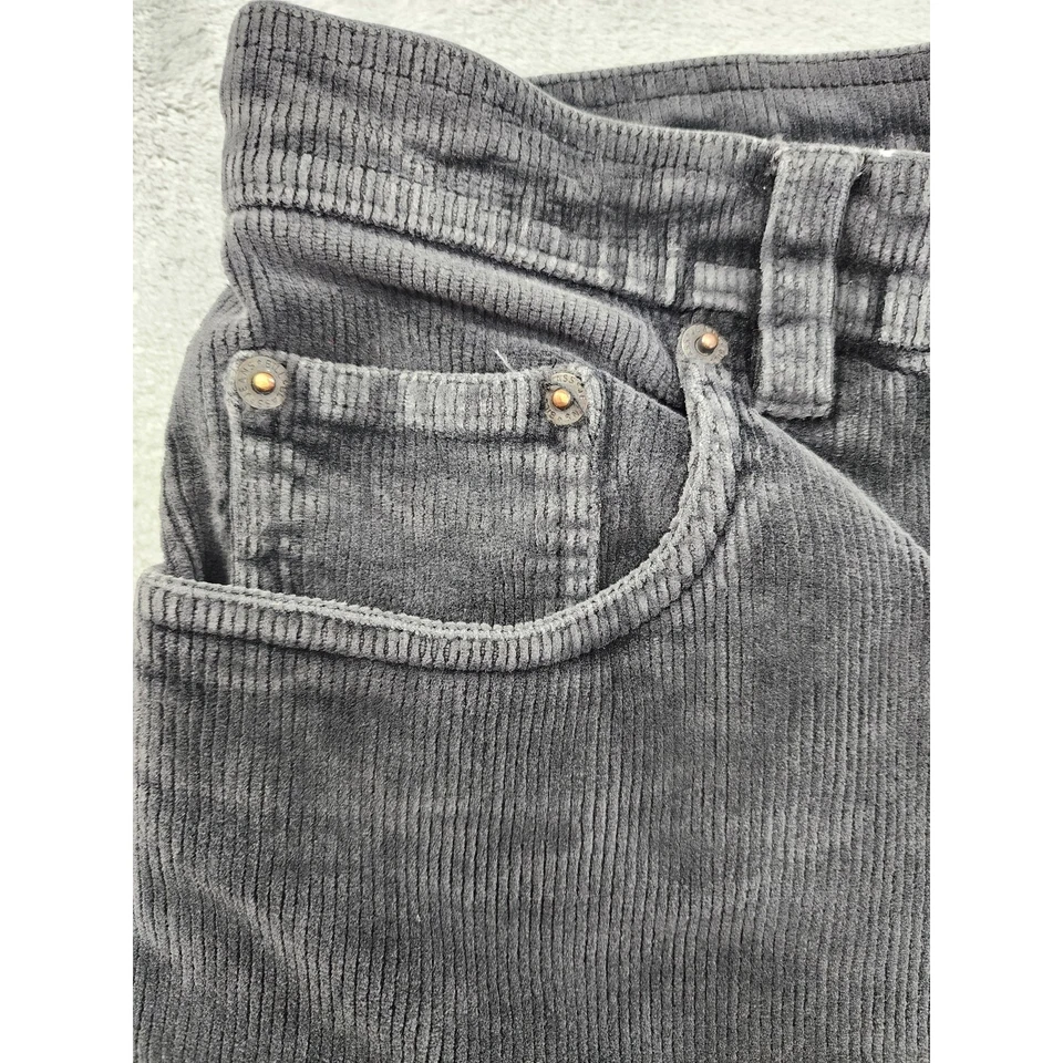 Vintage 90s Bill Blass Stretch Corduroy High Rise Skinny Leg Pants Size 6 Gray - Image 2 of 4