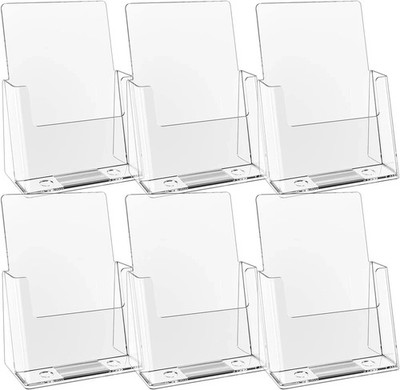 6 Pack 6'' X 9'' Acrylic Brochure Holder,Wide Brochure Leaflet Booklet Literatur
