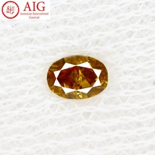 0.31 Ct AIGS Certified Oval 4.7 x 3.4 MM 100% Natural Greenish Yellow Diamond