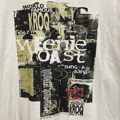 VTG 1995 KROQ Weenie Roast Promo T-Shirt XL 106.7 FM White Distressed