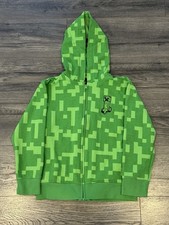 Minecraft Jacket Boys Creeper Fleece Gamer Zip Up Hoodie Boys Size 8