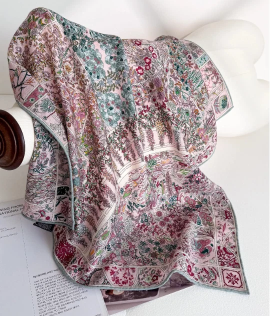 Pañuelo 70% Cachemira 30% Seda 65X65cm Bufanda Mantón Estampado Floral Pañuelo Envoltura Foto 4 de 4