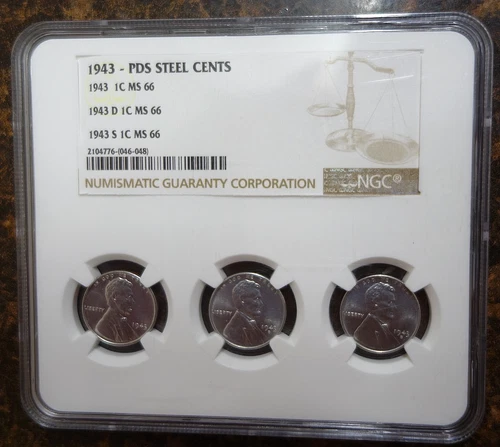 1943 PDS Steel Cent Set NGC MS 66