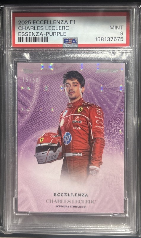 2025 ECCELLENZA F1 Charles Leclerc Essenza-Purple /50 Graded PSA MINT. 9