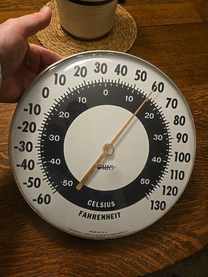 Vintage Ohio Thermometer Co. Original Jumbo Dial 12  Celsius Fahrenheit 