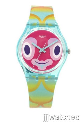 New Swiss Swatch Originals Mr. Blubby Colorful Silicone Watch 35mm GL120 $75