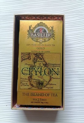 Basilur Ceylon Gold 100 % Schwarztee in edler Geschenkbox + Grüßkarte, 25 Beutel