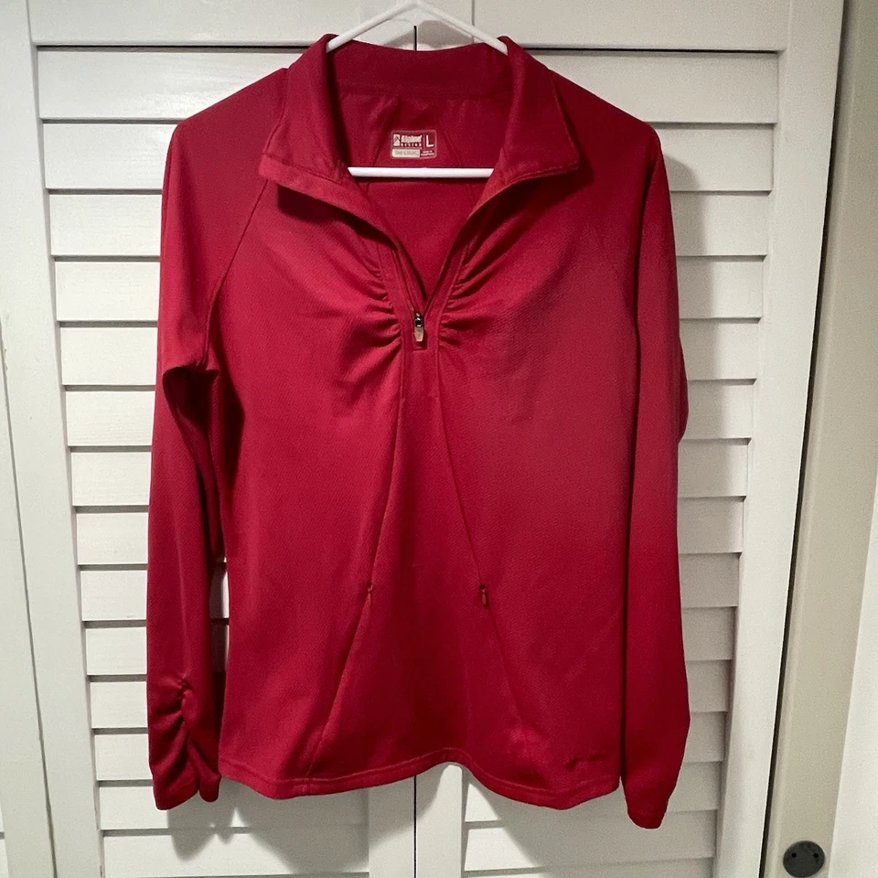 Pullover rojo con cremallera de cuarto Dri-Logic diseño Alpine rojo para mujer grande para exteriores Foto 4 de 4