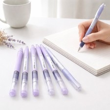 Cute Purple Gel Pens Set 0.5mm Black Ink Aesthetic Kawaii School Office