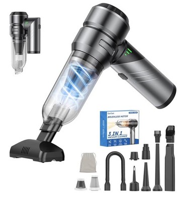 Suction 4 In 1 Air Duster & Mini Vacuum Cleaner High Power Foldable Cordless New
