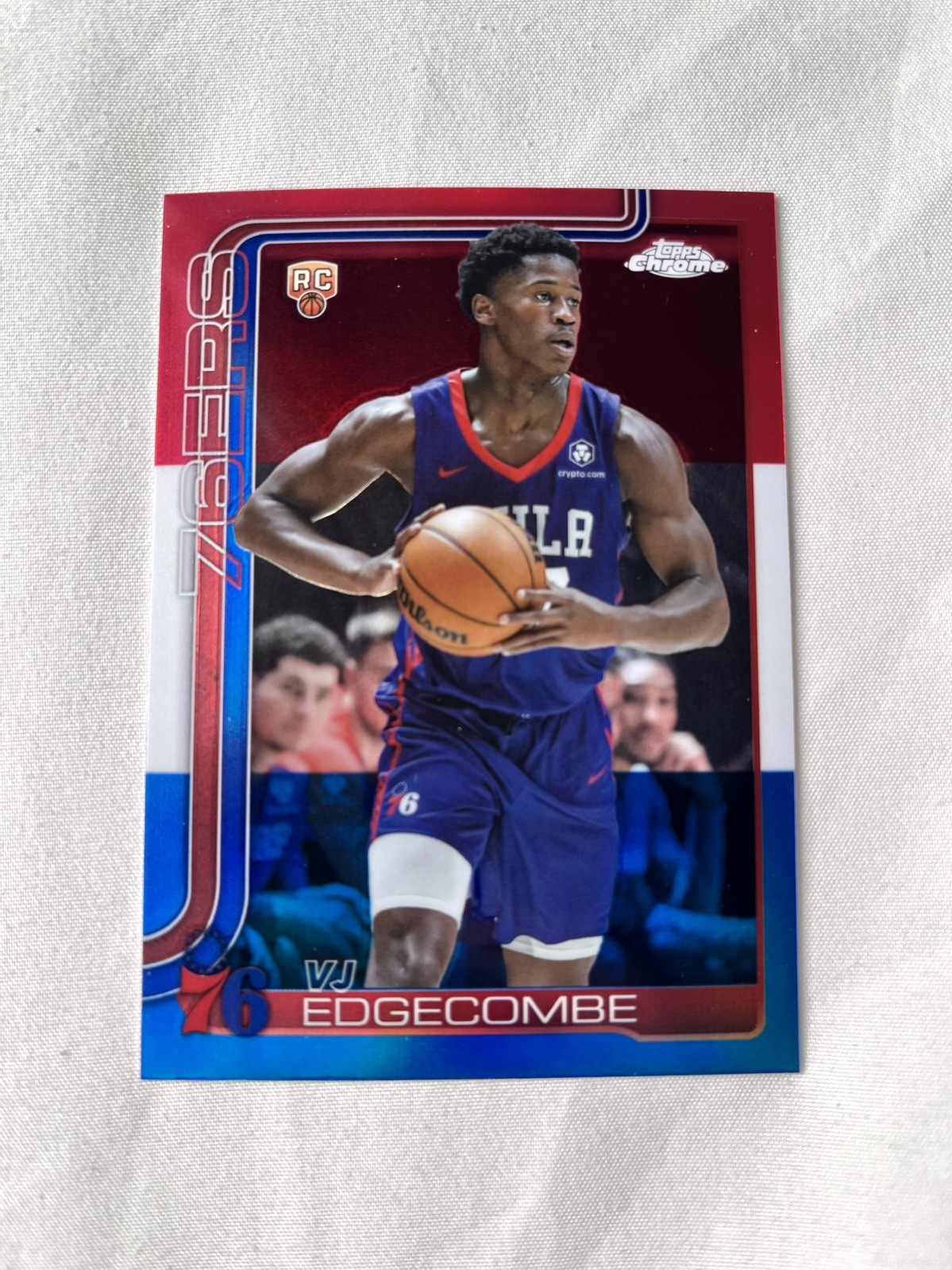 2025-26 Topps Chrome - VJ Edgecombe #253 Red White & Blue Refractor (RC)