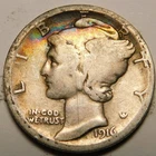 1916 S Mercury Dime 90% Silver G-VG  "Actual Coin Pictured - Not Cleaned"