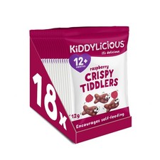 Kiddylicious Raspberry Crispy Tiddlers - Delicious Real 12 g (Pack of 18)