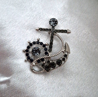Anker Brosche Segelschiff Boot Maritim Vintage inspiriert silberfarben