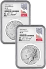 2025 Morgan and Peace Silver Dollar 2pc Set AR NGC MS70 Harrigal