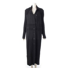 ISSEY MIYAKE 1998 Pleated Border Switch Long coat outer IM84-FA911 black L