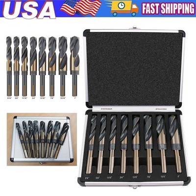 8 PCS HSS Cobalt Silver and Deming Drill Bits Set Large Size 9/16 inch to 1 inch