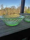 4 Depression uranium Green Glass Bowls EUC