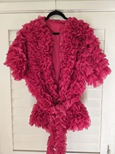 ZARA TESTURIZZATO PETALO FLOREALE ARRICCIATO MAGLIA CAPPOTTO GIACCA con CINTURA ROSA CALDO M Oversize