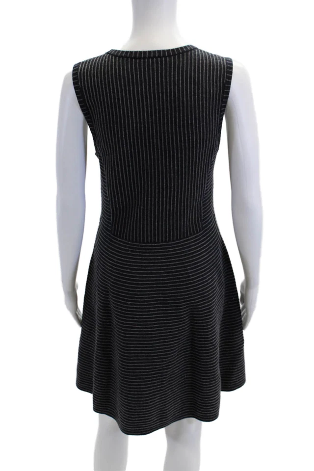 Theory Womens Wool Sleeveless Scoop Neck Stripped A-line Dress Navy Size M - Image 3 of 4