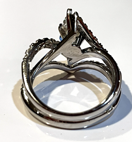 GIA 14K 10k White gold 1.72ct Marquise Diamond engagement ring 5.9g wedding band - Picture 5 of 7