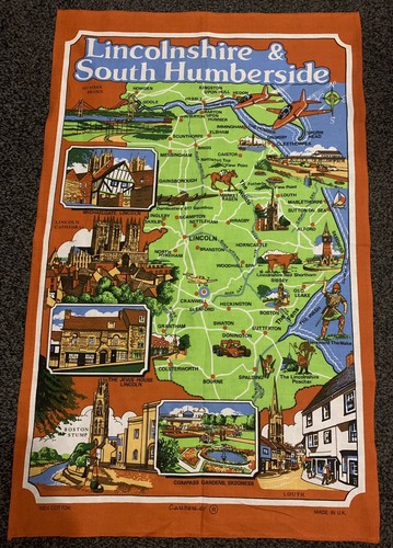 2 Vintage Tea Towels New Forest & Lincolnshire& South Humberside Never Used - Picture 3 of 15