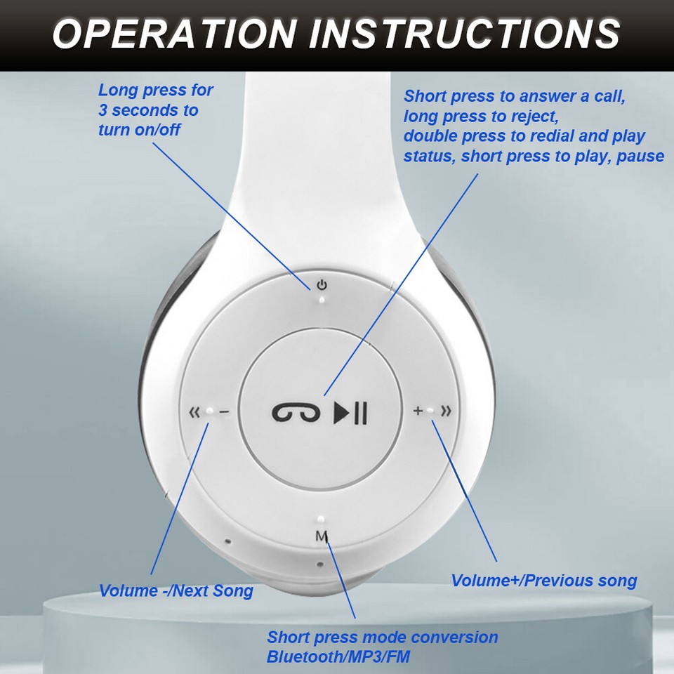 Noise Cancelling Wireless Headphones Headset with Microphone Bluetooth