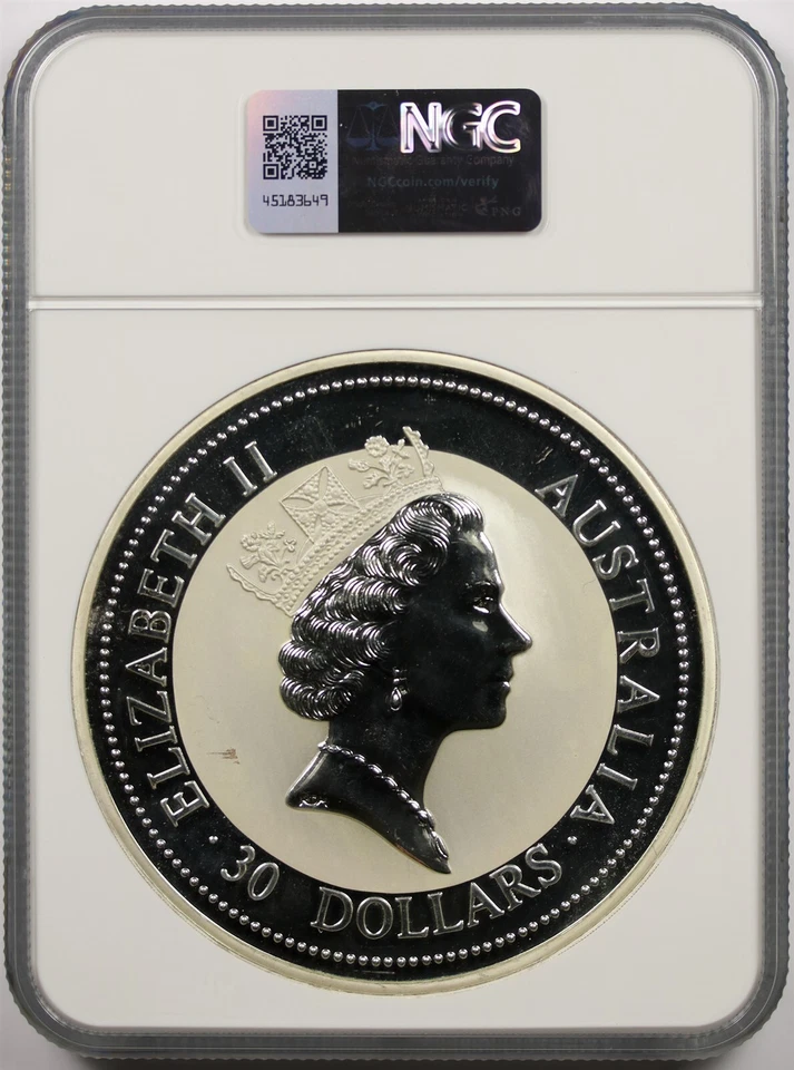 1995 Australia $30 NGC MS 67 (Kookaburra) 1 Kilo 999 Silver - Image 2 of 4