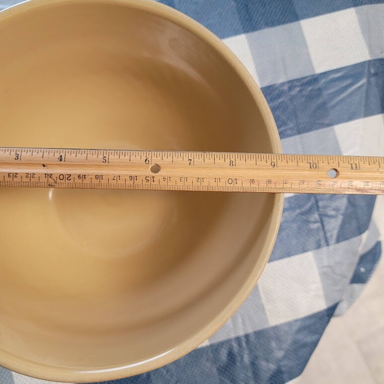 Vintage Over and Back YELLOW WARE Green Mixing Bowl 9 1/4
