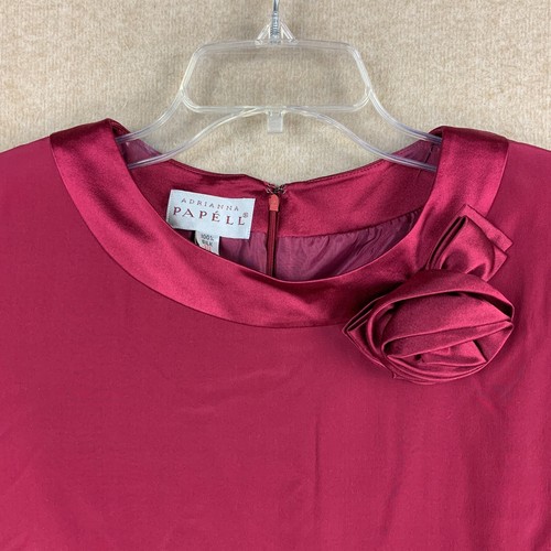 Abito donna vintage Adrianna Papell 10 (XL) rosso 100% seta tubino ginocchio a matita - Foto 3 di 18